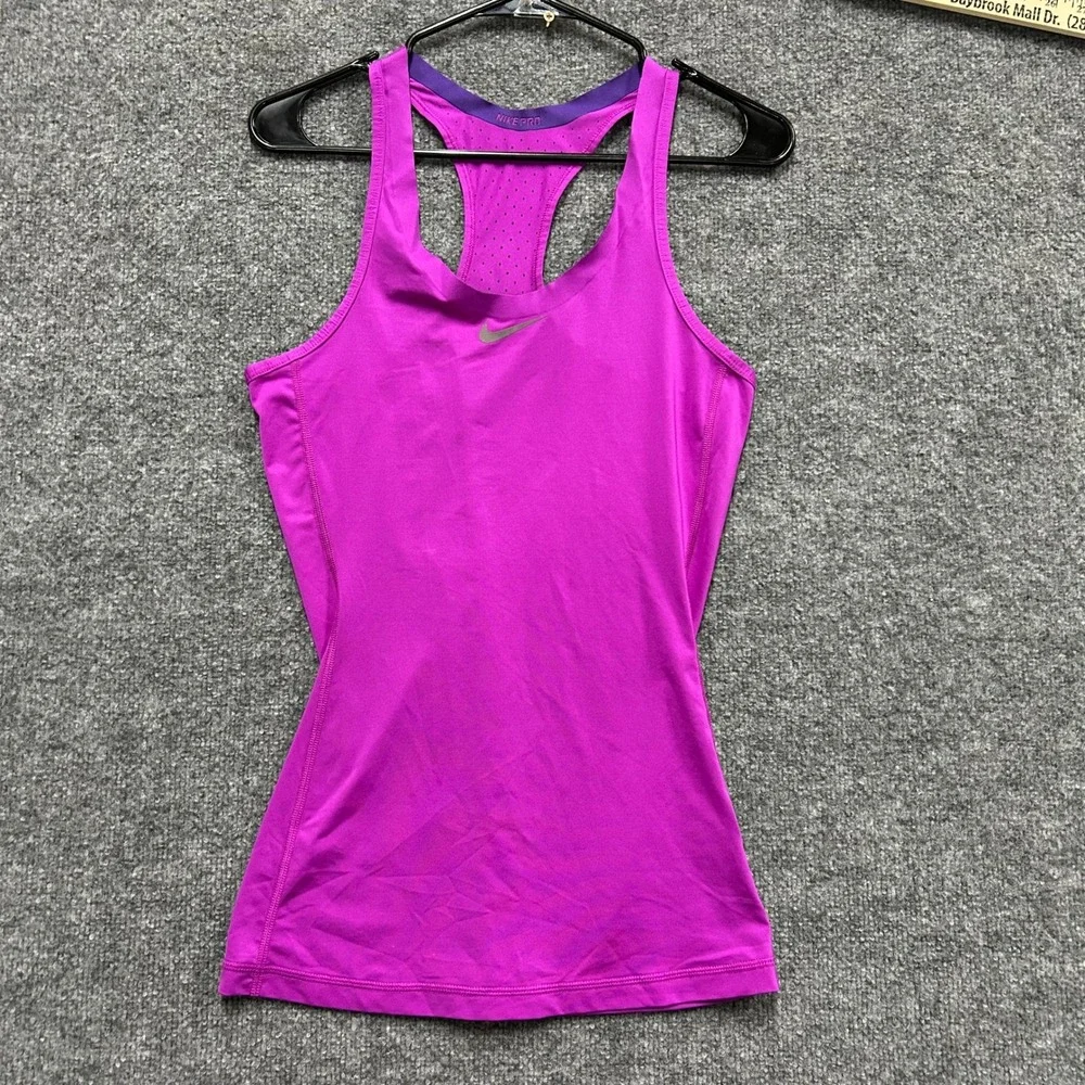 Nike Tank Top Womens Size S Purple Pro Racerback Perforated Slim Fit Athletic